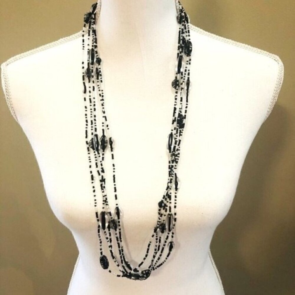 Black Layered Beaded Necklace